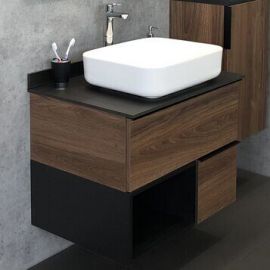 Тумба с раковиной Comforty Штутгарт 75 дуб тёмно-коричневый_