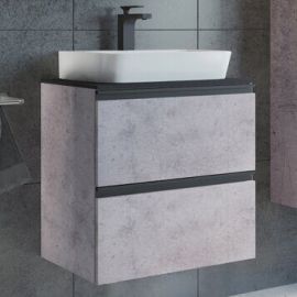 Тумба с раковиной Comforty Эдинбург 60-2 бетон светлый, с раковиной 9055RA-50_