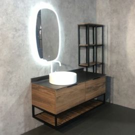 Тумба с раковиной Comforty Порто 120-1 дуб дымчатый с белой столешницей c раковиной Comforty 9110_