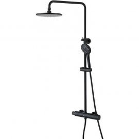 Душевая стойка Lemark Bronx LM3770BL c термостатом, черная_