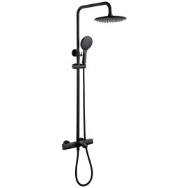 Душевая стойка ABBER Thermostat AF8516B с термостатом и изливом, черная матовая_