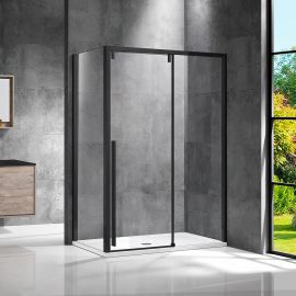Душевой уголок Vincea Lugano VSR-1L9015CLB-1 1500х900, Размер: 150х90, Профиль: Черный, Стекло: Прозрачное_
