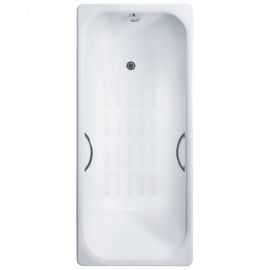 Ванна чугунная Delice Aurora 1500х700 с ножками, золотыми ручками DLR000004 и антискользящим покрытием_