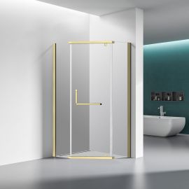 Душевой уголок Veconi Rovigo RV36G-80-01-C5 800x800x1950 брашированное золото стекло прозрачное_