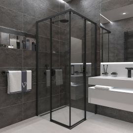 Душевой уголок Veconi Rovigo RV47B-90-01-C4 900x900x1950 черный стекло прозрачное_