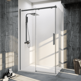 Душевой уголок Veconi Rovigo RV070GR-12090-01-C4 1200х900х1950 брашированный графит стекло прозрачное_