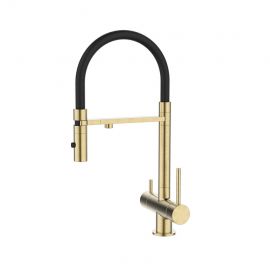 Смеситель для кухни Iddis Ace ACEMGFFi05 с фильтром и гибким изливом матовое золото_