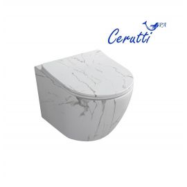 Унитаз подвесной Cerutti SPA SELLA Aria Tornado MMW CT9532 безободковый, белый мрамор матовый_