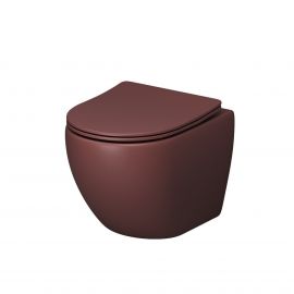Унитаз Grossman GR-4455VIMS 495х365х375 см бордовый матовый подвесной безободковый с тонкой крышкой_
