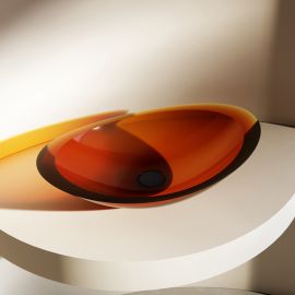 Раковина накладная прозрачная ABBER Kristall AT2808Opal коричневая_