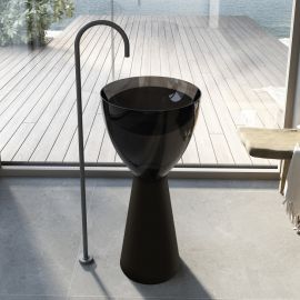 Раковина отдельностоящая прозрачная ABBER AT2703Onyx-Black черный/черный матовый_