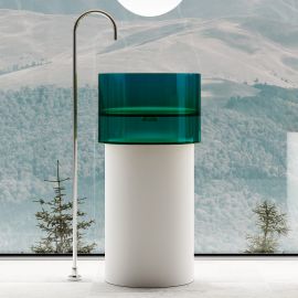 Раковина отдельностоящая прозрачная ABBER Kristall AT2701White-Aquamarin-H белый/бирюзовый_