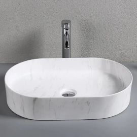 Раковина накладная Cerutti SPA CR0055B MMW1 под мрамор матовая белая_