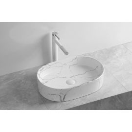 Раковина накладная Cerutti SPA CR0055B MMW2 под мрамор матовая белая_