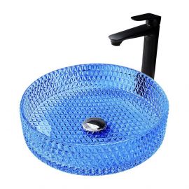 Раковина накладная стеклянная ABBER Glas AK2301DB синяя_