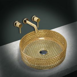 Раковина стеклянная Vincea VBS-5GL05, золотая_
