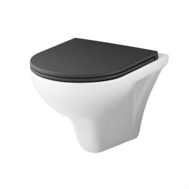 Подвесной унитаз Am.Pm Gem C901700SCmb FlashClean с черным матовым сиденьем микролифт_