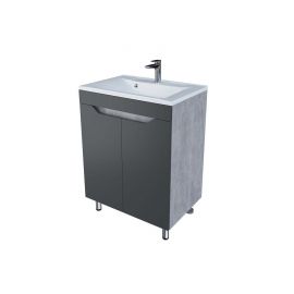 Тумба Stella Polar Абигель 65 2 двери серый цемент с раковиной Milen 65 км_