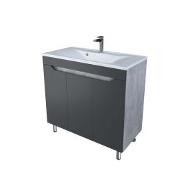 Тумба Stella Polar Абигель 100 3 двери серый цемент с раковиной Milen 100 км_
