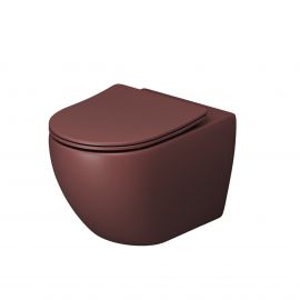 Унитаз Grossman GR-4411VIMS 550х360х375 бордовый матовый подвесной безободковый с тонкой крышкой_