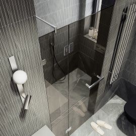 Душевая дверь MaybahGlass MGD-497-4 с добором на петлях 1950х1200 стекло бронза_