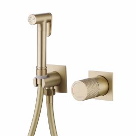 Смеситель ABBER Rund AF8725G с гигиеническим душем золото матовое_