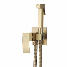 Смеситель ABBER Wasserfall AF8625G с гигиеническим душем золото матовое_