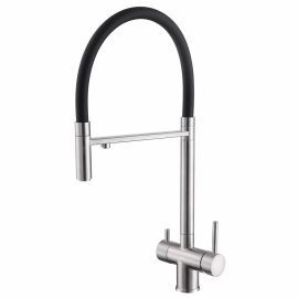 Смеситель ABBER Wasser Kreis AF81141 для кухни с подключением фильтра и выдвижной лейкой хром_