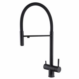 Смеситель ABBER Wasser Kreis AF81141B для кухни с подключением фильтра и выдвижной лейкой черный матовый_