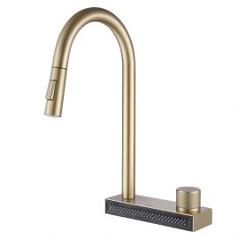 Смеситель ABBER Wasser Kreis AF8114G для кухни с выдвижной лейкой золото матовое_