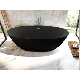 Ванна Ceruttispa GRETA170MB акриловая 1700x800x600 отдельностоящая черная матовая со сливом-переливом_