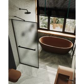 Душевая перегородка MaybahGlass MGD-851-6 полностью в профиле 1950х1090 стекло 8 мм сатин с полотенцедержателем_