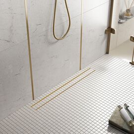 Душевой лоток Timo Drain System 1000 с двусторонней панелью plate под плитку золото матовое_