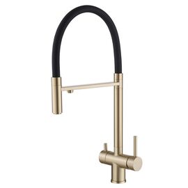 Смеситель ABBER Wasser Kreis AF81141G для кухни с подключением фильтра и выдвижной лейкой золото матовое_