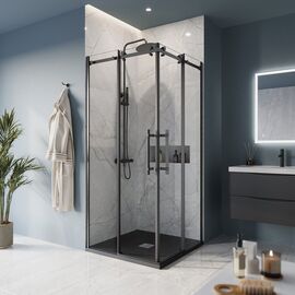 Душевой уголок BelBagno MARINO-A-2-100-C-NERO, Размер: 100х100, Профиль: Черный, Стекло: Прозрачное_