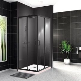 Душевой уголок BelBagno UNO-195-A-2-90-C-NERO, Размер: 90х90, Профиль: Черный, Стекло: Прозрачное_