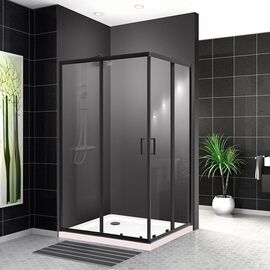 Душевой уголок BelBagno UNO-195-AH-2-120/100-C-NERO, Размер: 120х100, Профиль: Черный, Стекло: Прозрачное_