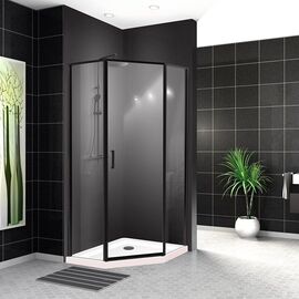 Душевой уголок BelBagno UNO-195-P-1-100-C-NERO, Размер: 100х100, Профиль: Черный, Стекло: Прозрачное_