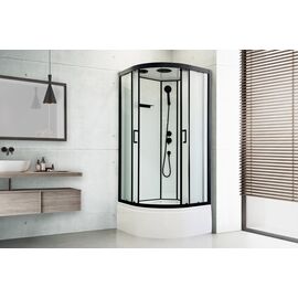 Душевая кабина Royal Bath FATO RB 90CK-М-BL рифленое стекло, Размер: 90х90, Профиль: Черный, Стекло: Рифленое_