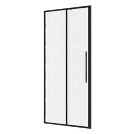 Дверь в нишу Niagara Nova NG-84-L10CHB 100х195 черный матовый раздвижная влево стекло шиншилла, Размер: 100, Профиль: Черный матовый, Стекло: Рифленое_