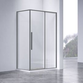 Душевой уголок Vincea Slim-N VSR-4SN8014CLGM 1400х800 вороненая сталь стекло прозрачное, Размер: 140х80, Профиль: Вороненая сталь, Стекло: Прозрачное_