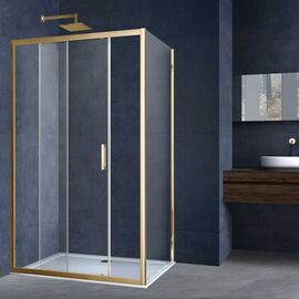 Душевой уголок Vincea Alpha VSR-3AL8013CLG 1300х800 брашированное золото стекло прозрачное, Размер: 130х80, Профиль: Брашированное золото, Стекло: Прозрачное_