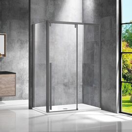 Душевой уголок Vincea Lugano VSR-1L9012CLGM-1 1200х900 вороненая сталь стекло прозрачное, Размер: 120х90, Профиль: Вороненая сталь, Стекло: Прозрачное_