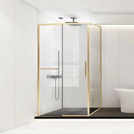 Душевой уголок Vincea Slim Soft VSR-1SS9011CLG 1100х900 брашированное золото стекло прозрачное, Размер: 110х90, Профиль: Брашированное золото_
