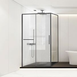 Душевой уголок Vincea Slim Soft VSR-1SS8014CLGM 1400х800 вороненая сталь стекло прозрачное, Размер: 140х80, Профиль: Вороненая сталь_