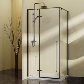 Душевой уголок Vincea Slim-N VSR-5SN1010CLB 1000х1000 черный стекло прозрачное, Размер: 100х100, Профиль: Черный_