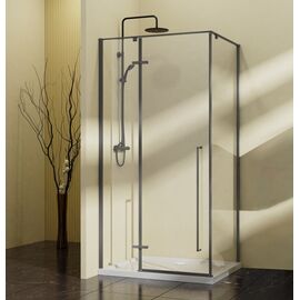 Душевой уголок Vincea Slim-N VSR-5SN1010CLGM 1000х1000 вороненая сталь стекло прозрачное, Размер: 100х100, Профиль: Вороненая сталь_