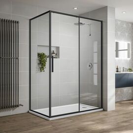 Душевой уголок Vincea Slim-U VSR-2SU9012CLB, 120х90, профиль черный матовый, стекло прозрачное_