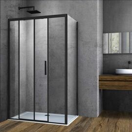 Душевой уголок Vincea Soft VSR-3SO9011CLB, 110х90, профиль черный, стекло прозрачное_