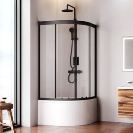 Душевое ограждение AM.PM Gem Deep W90G-401A090BT 1/4 Rond 90x90 прозрачное профиль черный матовый_